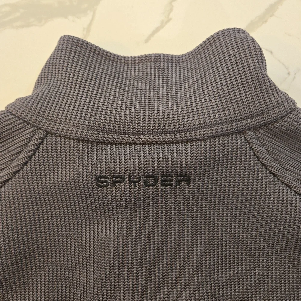 Spyder Soft Shell 1/4 Zip Fleece Pullover Sweater Jacket Mens Size XL Black Gray